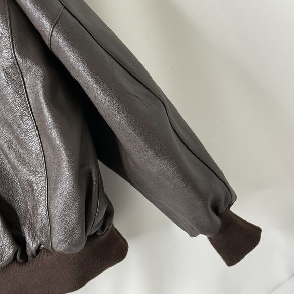 Vtg Sporty’s Pilot Shop A-2 Flight Goat Leather Military Bomber Jacket XL Long - Picture 11 of 16